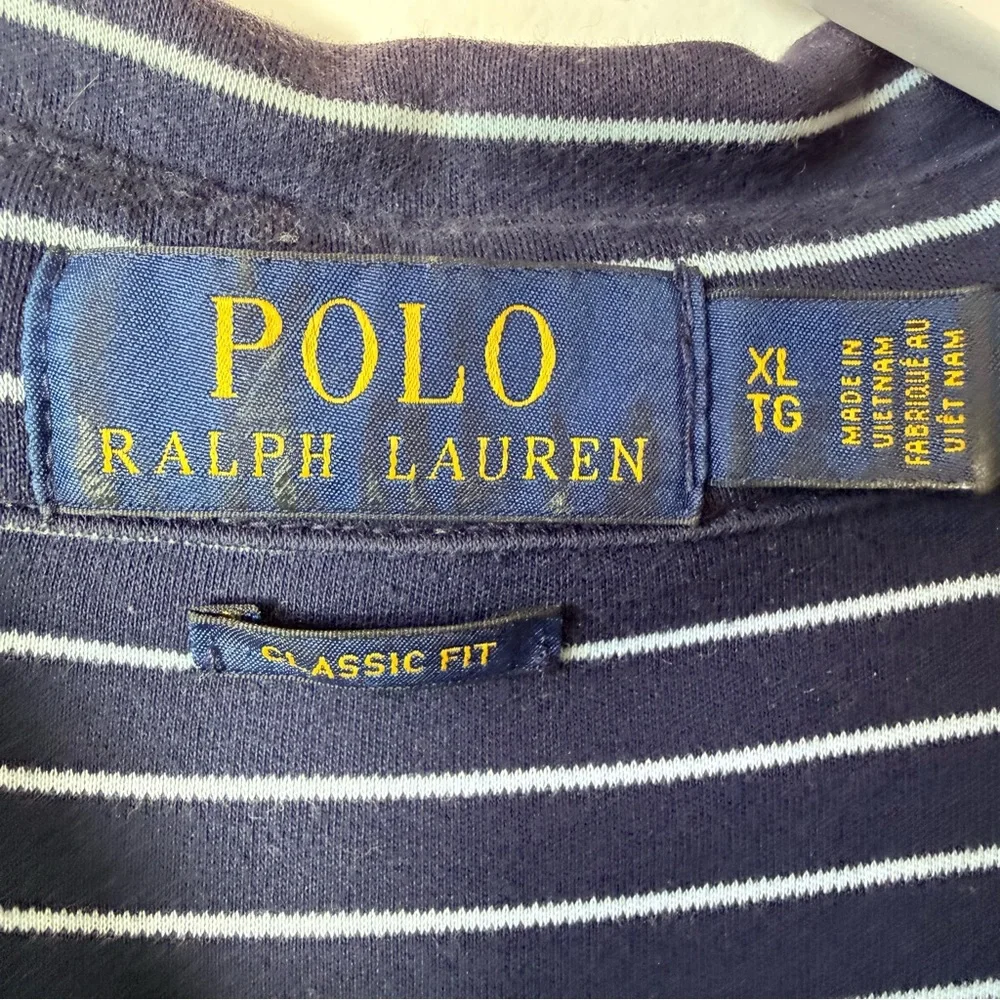 Polo Ralph Lauren Men’s Classic Fit Striped Polo Shirt Navy Blue XL Cotton
